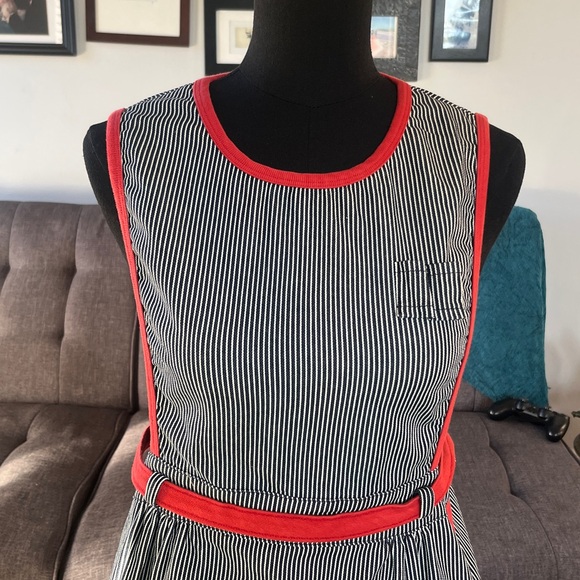 Big Bud Press Navy and White Striped Dress with Red Accents Size Large - Picture 3 of 7